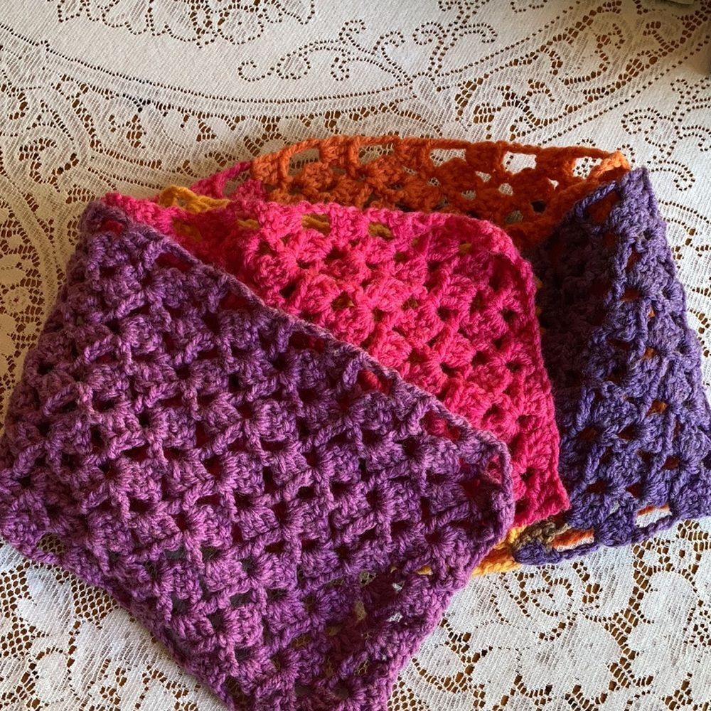 Crochet Multi Color Neck Scarf Made With Love - Picture 6 of 8